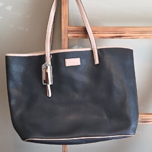 Coach Black and Tan Leather Tote